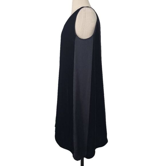 Eileen Fisher Black Velvet Tunic Top Sz S‎ Rayon Silk Sleeveless Relaxed Minimal - Picture 2 of 8